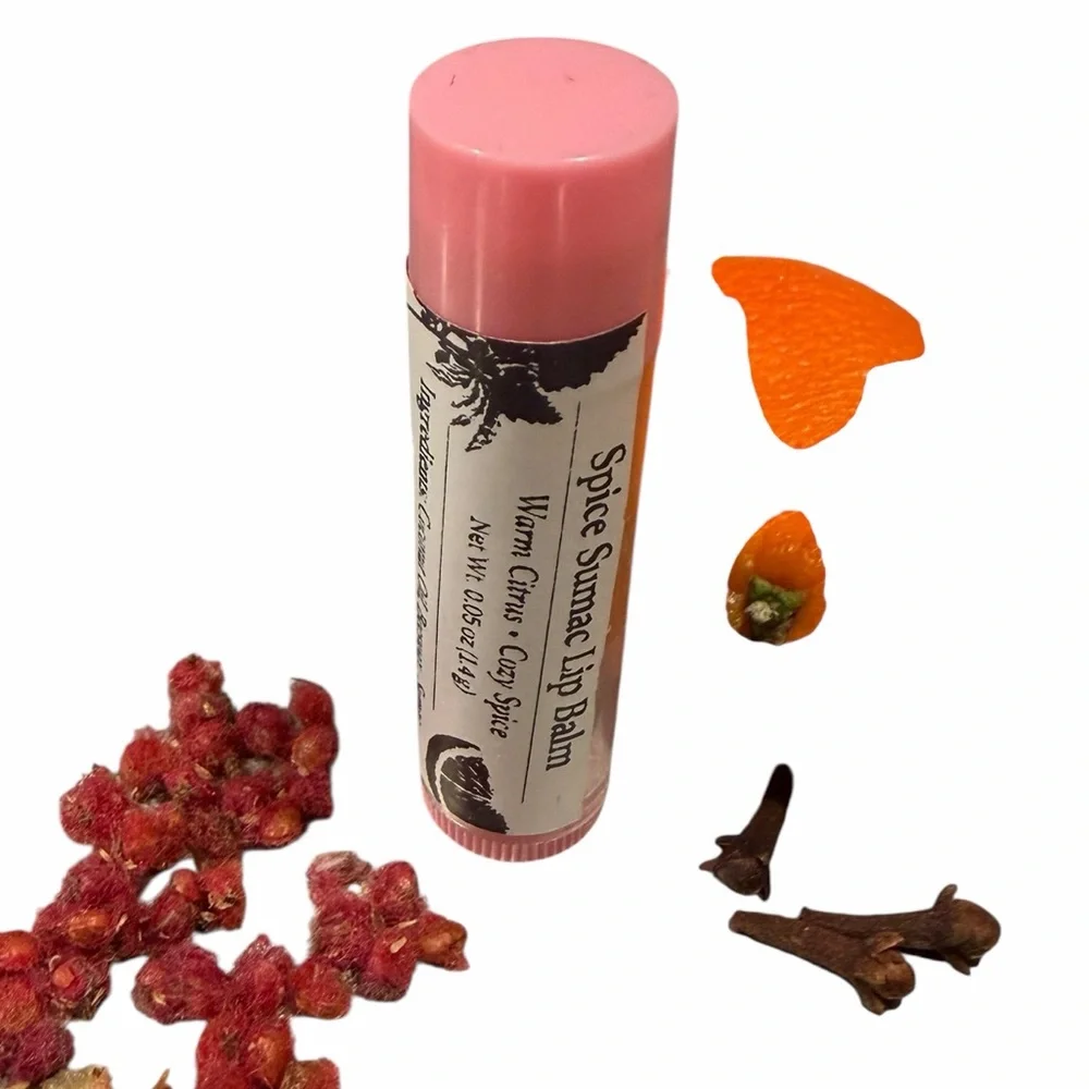 Spice Sumac Lip Balm Warm Citrus Herbal Lip Care – Small Batch Natural Lip Balm